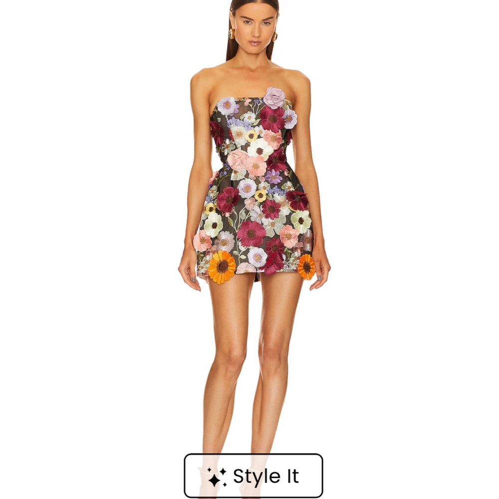 Bronx and Banco Maraya Bouquet Floral Strapless Bodycon Dress for Cocktail - Picture 2 of 8